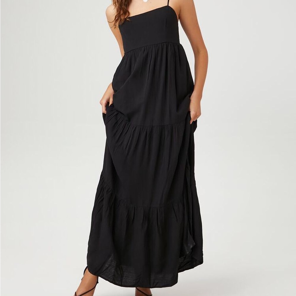 Tiered Black Cami Maxi Dress
